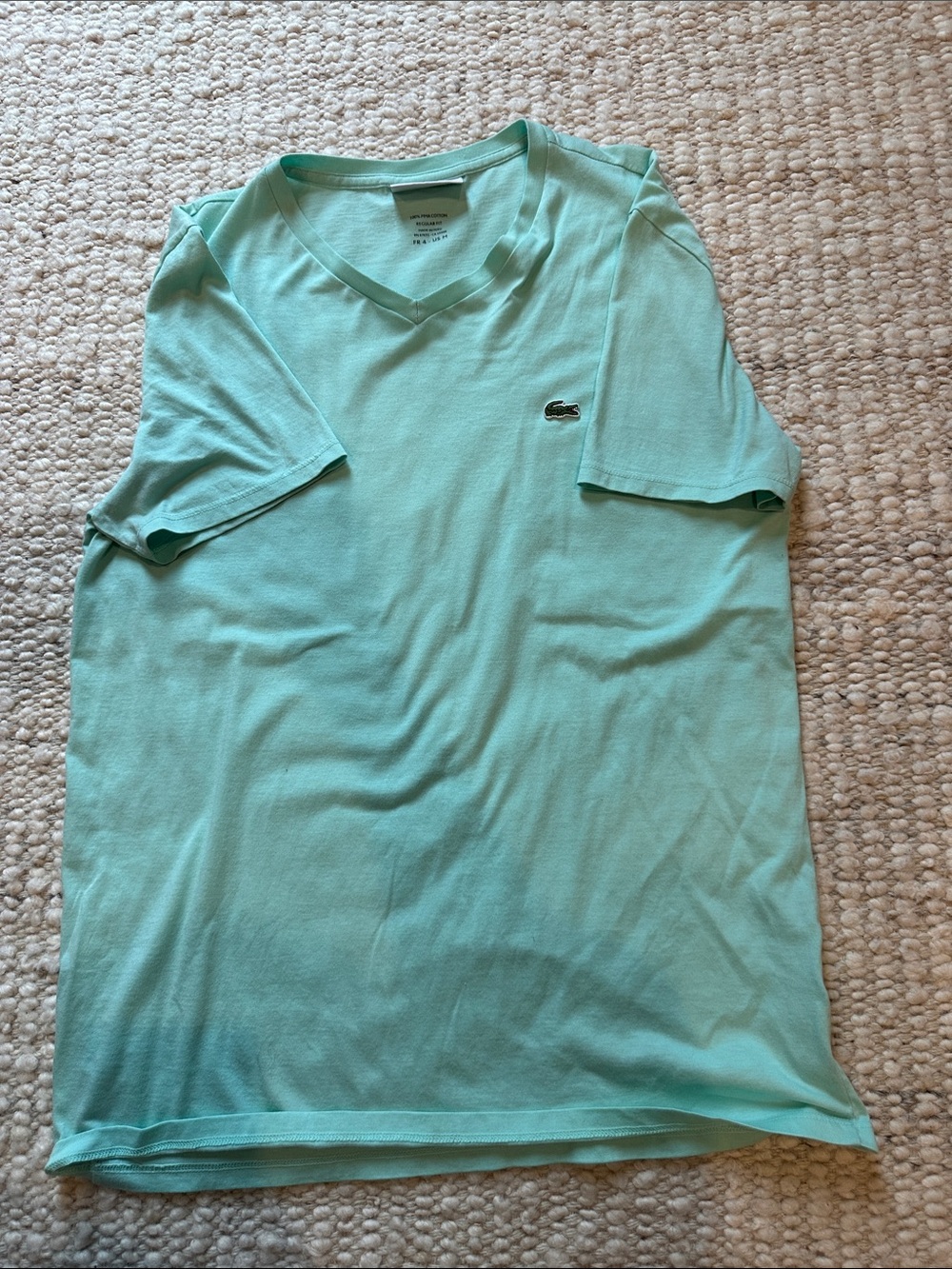 Lacoste Men's Mint Green V-Neck Short Sleeve Tee